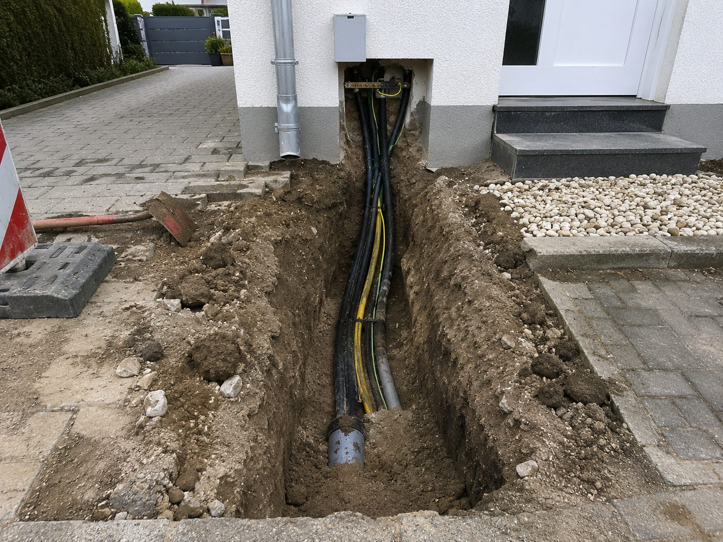 Vorher – Anschlussgraben zum Haus