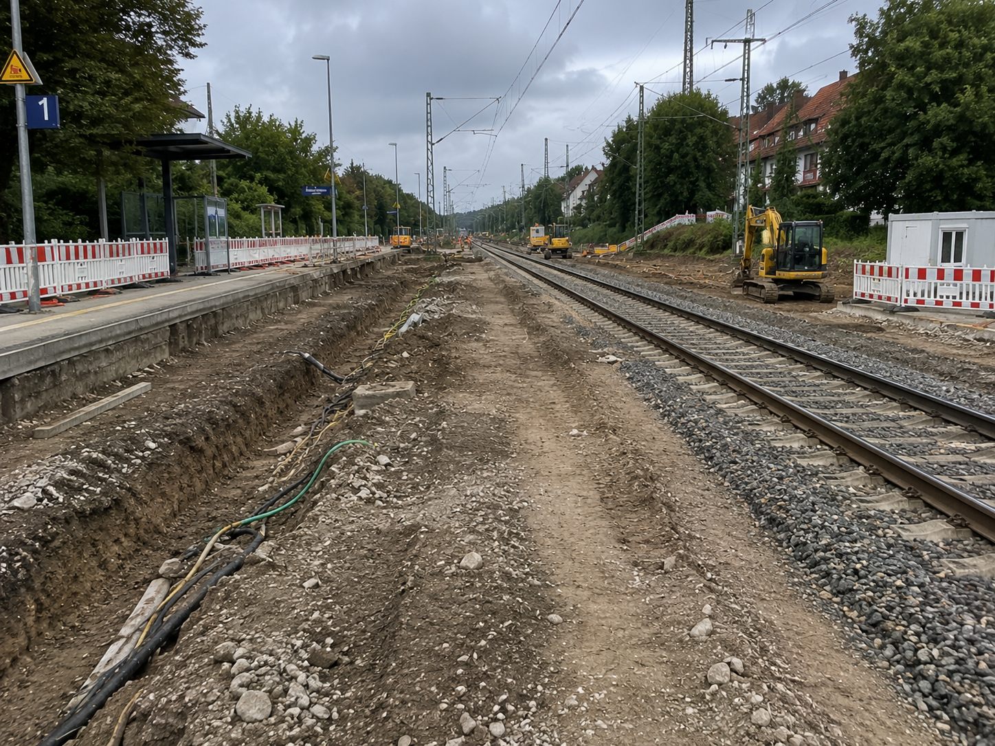 Vorher – Bahnsteig und Gleis im Bau