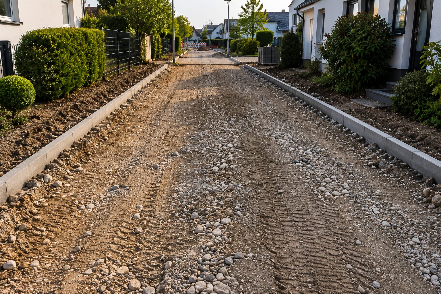Vorher – unbefestigter Schotterweg